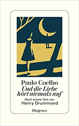 Dame und Herr im Mondschein, darunter der Titel "Und die Liebe hört niemals auf"